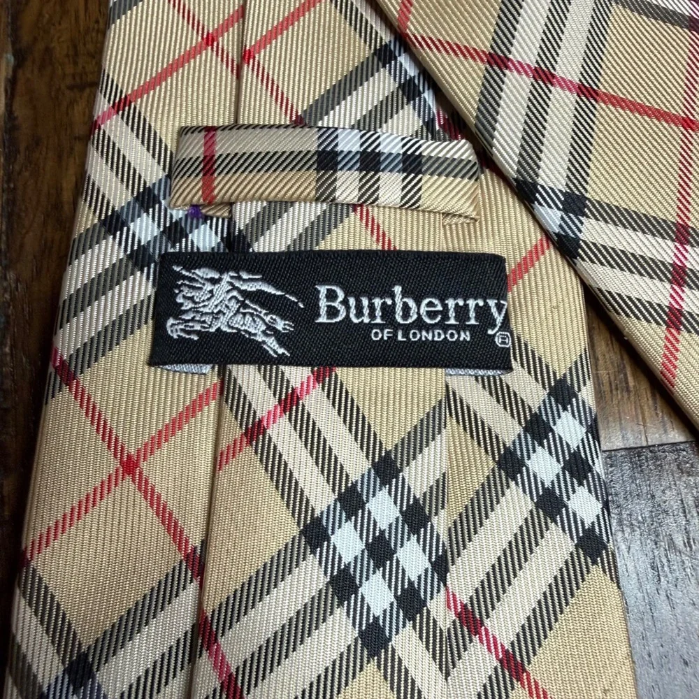 Burberry Necktie Vintage Mens Nova Check Plaid Silk Tie
